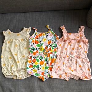 Set of 3 Summer baby girl rompers